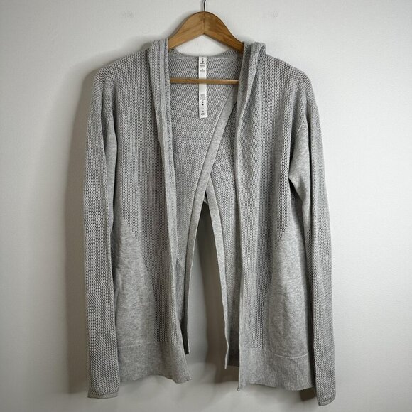 Lululemon Cardigan Womens 2 Open Hooded Sweater Lightweight Knit Yoga Lounge - Picture 1 of 12